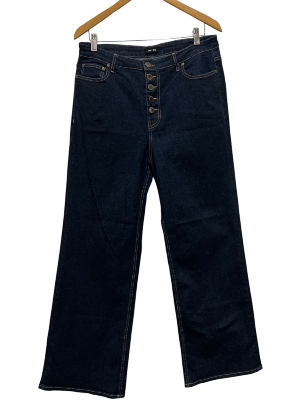 Saint + Sophia Dark Wash Wide Leg Button Fly Jeans Size 34